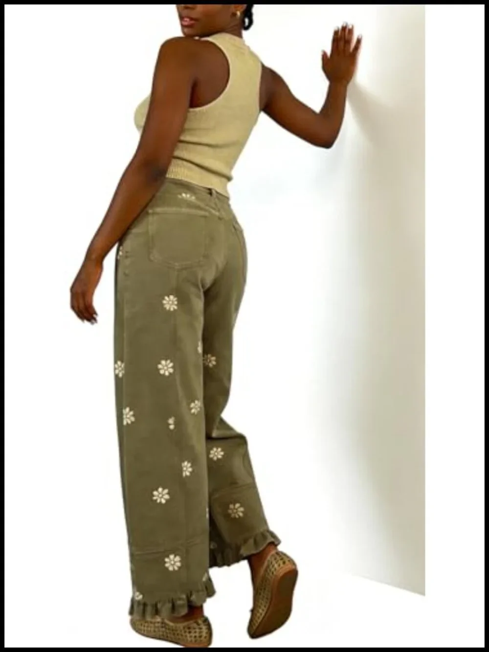 Floral Print Wide Leg Barrel Jeans Y2k Patchwork Baggy Denim